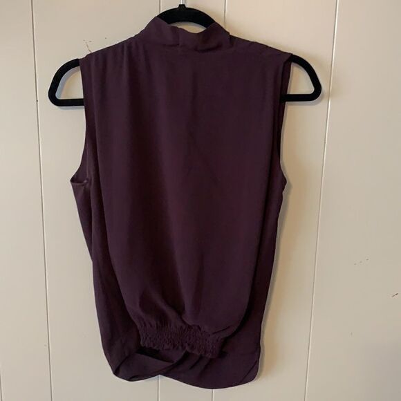 MM Couture Navy Crossover Blouse Size Small - Picture 2 of 3